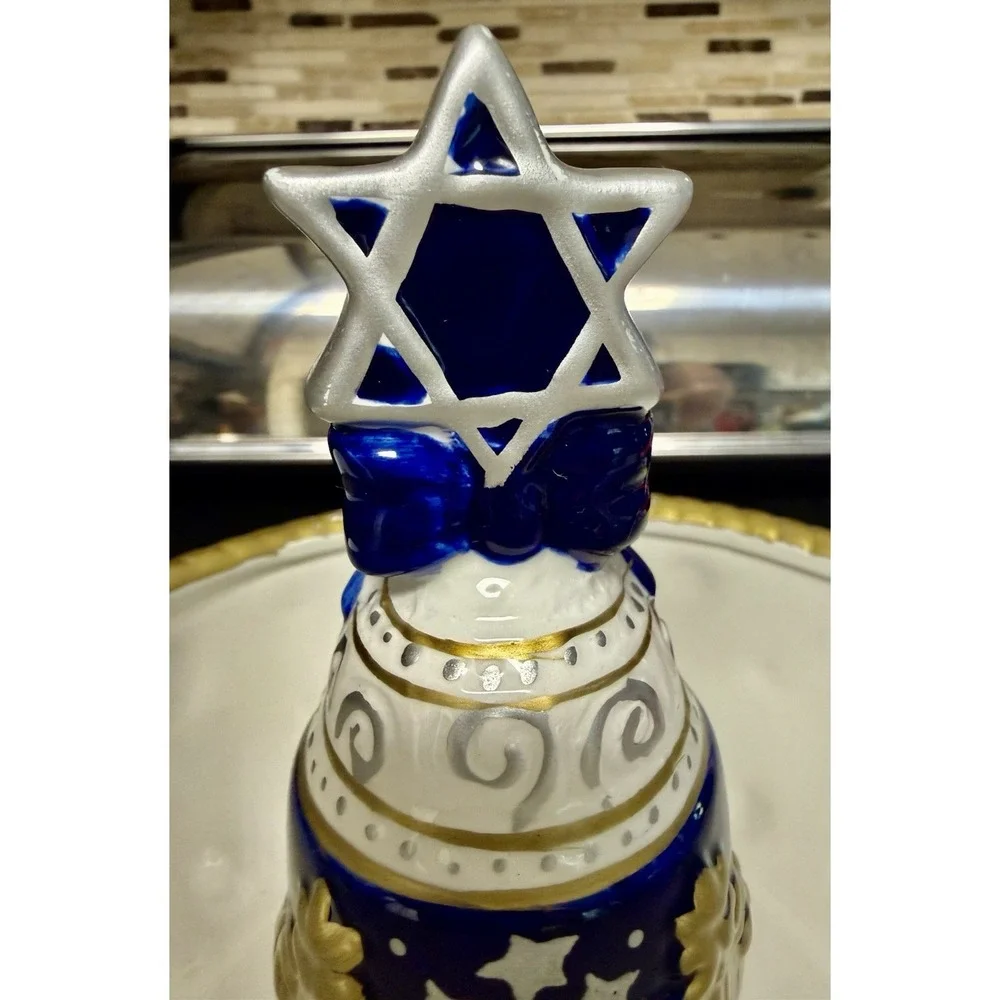 Rare Hanukkah Judaica Serving Set Crate Barrel Dreidel Star of David Menorah